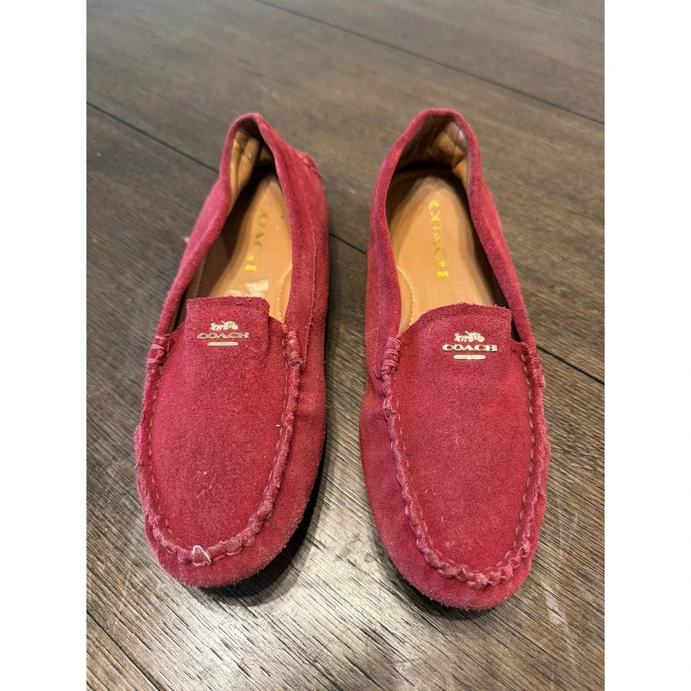Coach Burgundy‎ Suede Loafer Wedge Shoes Women's Size 6 - Picture 4 of 5